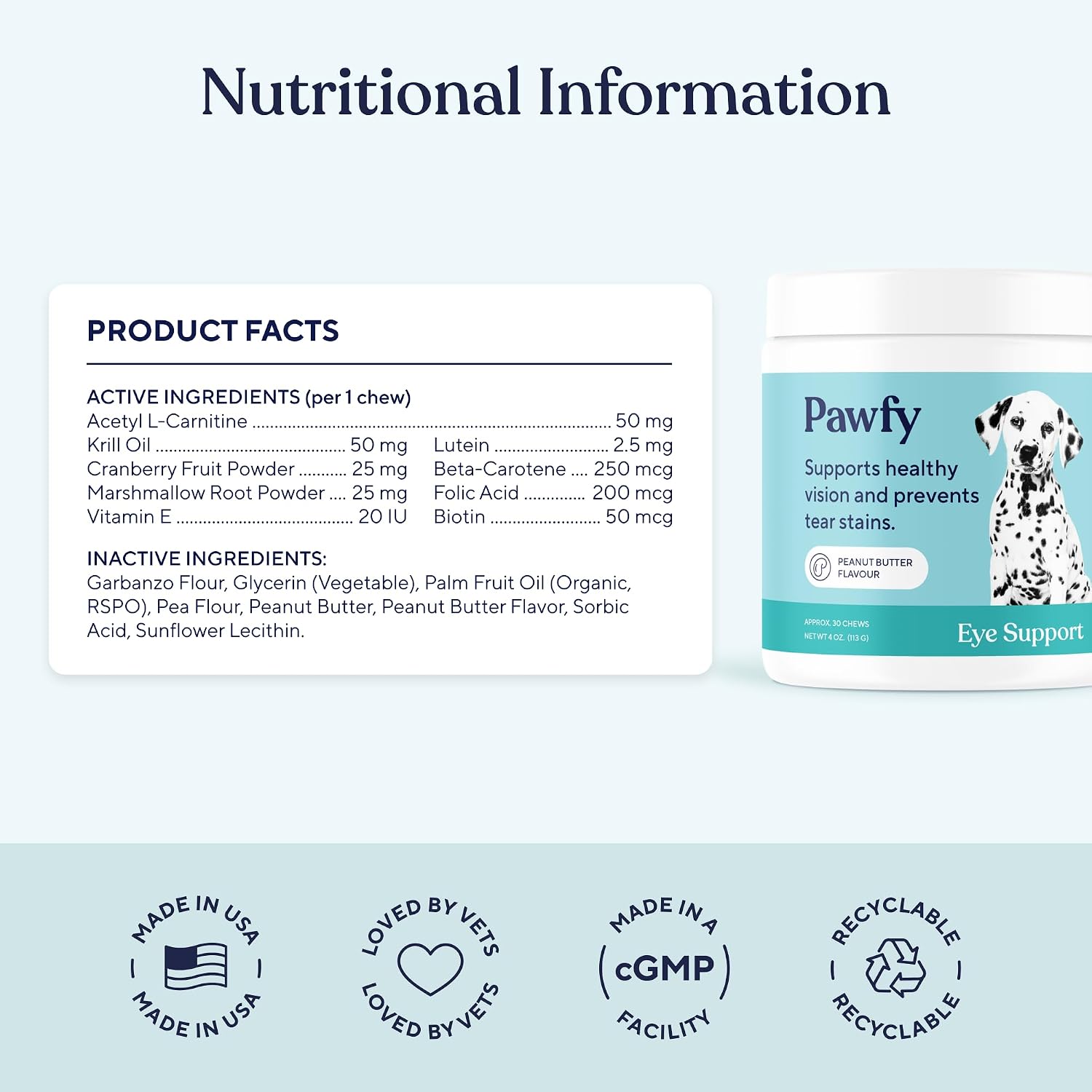 Pawfy USA imported dog eye health supplement