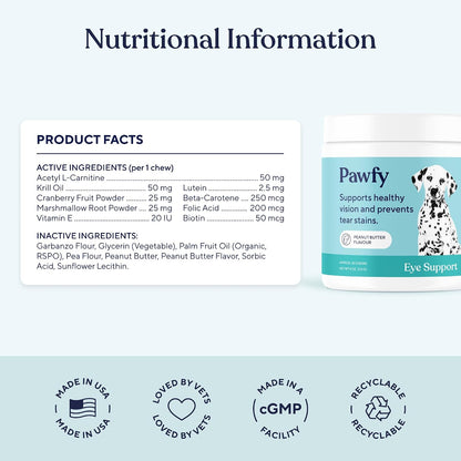 Pawfy USA imported dog eye health supplement