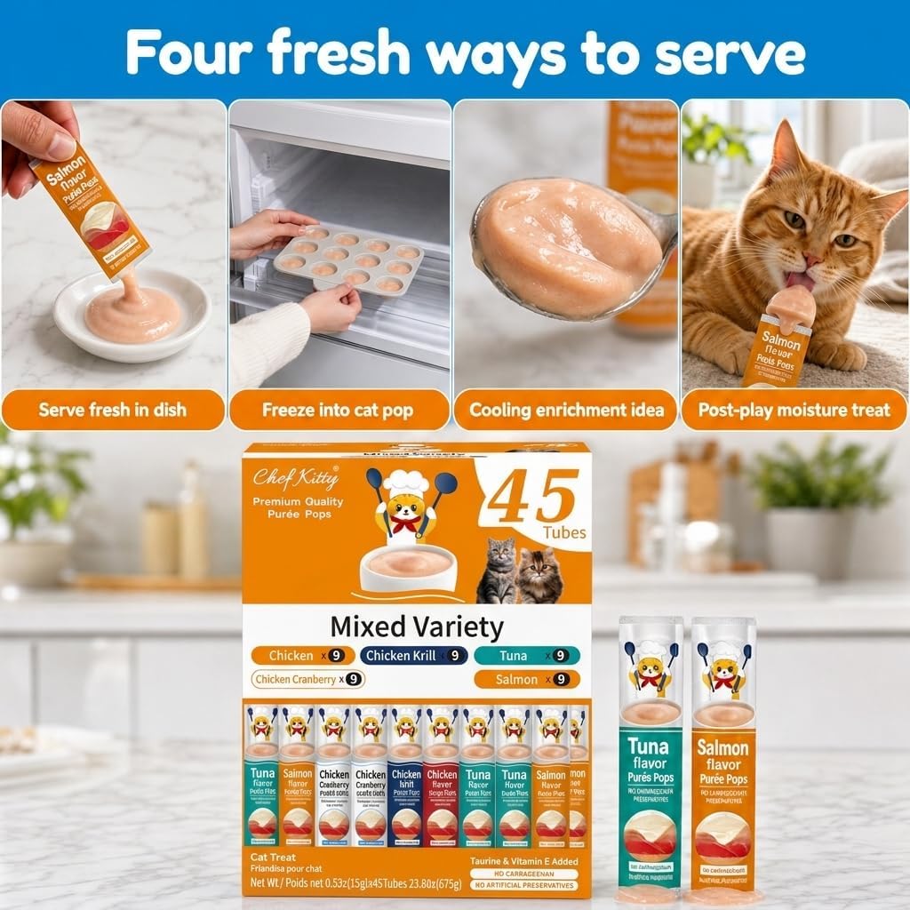 Close up of creamy cat treat texture in squeeze tube