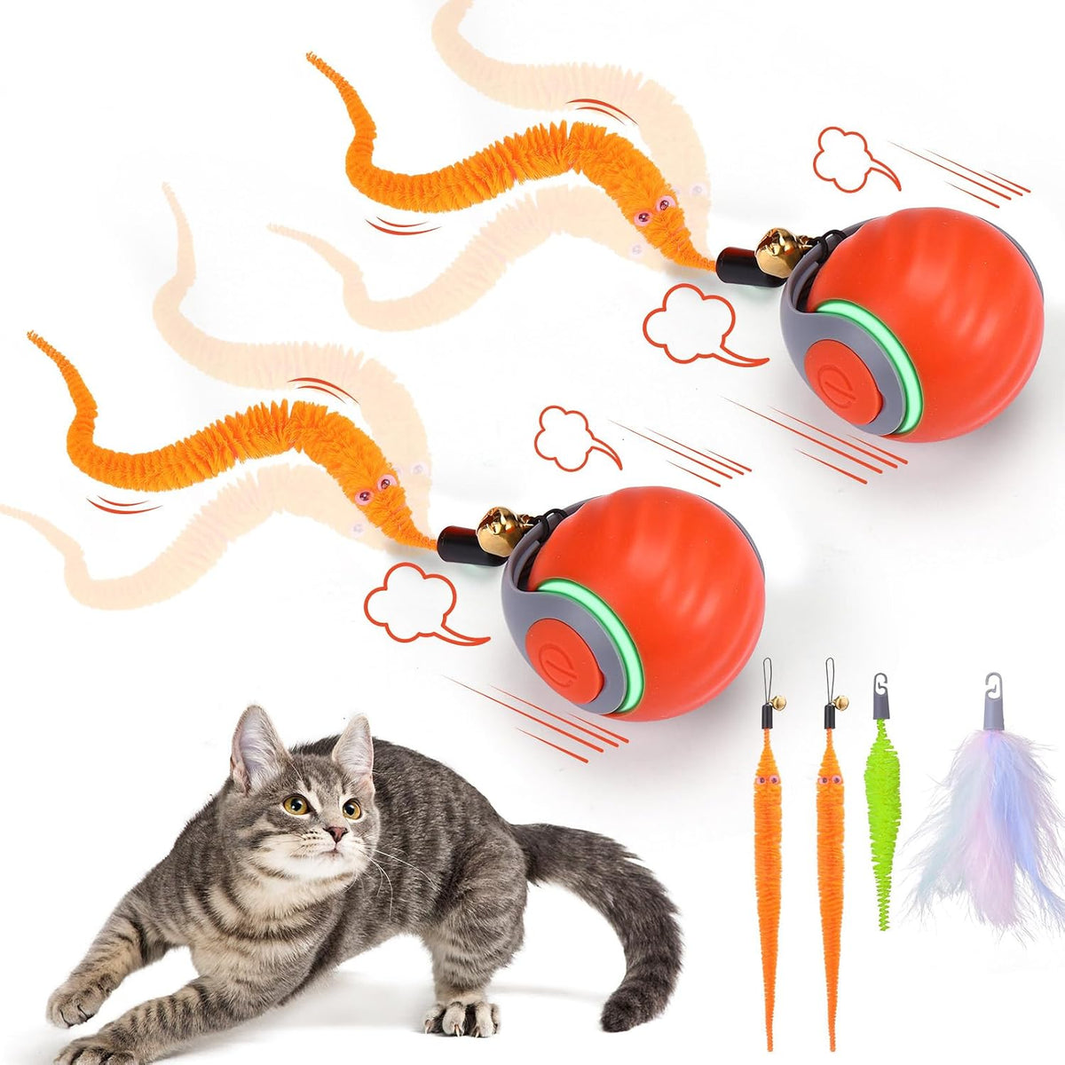 Baborui interactive cat toy ball in motion on carpet