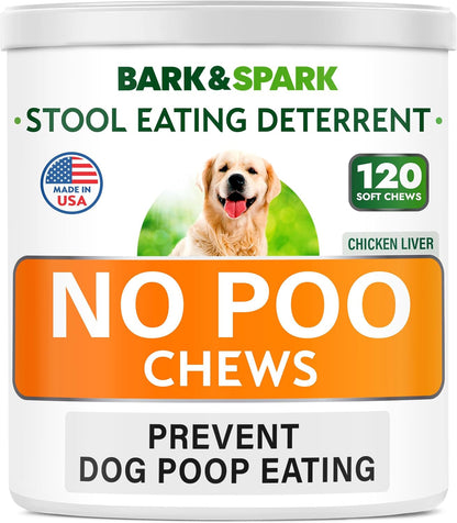 BARK&SPARK NO Poo Treats - Prevent Dog Poop Eating - Coprophagia Treatment - Stool Eating Deterrent - Probiotics & Enzymes - Digestive Health + Breath Aid - 120 Soft Chews - USA Made - Bacon Flavored - Image 11