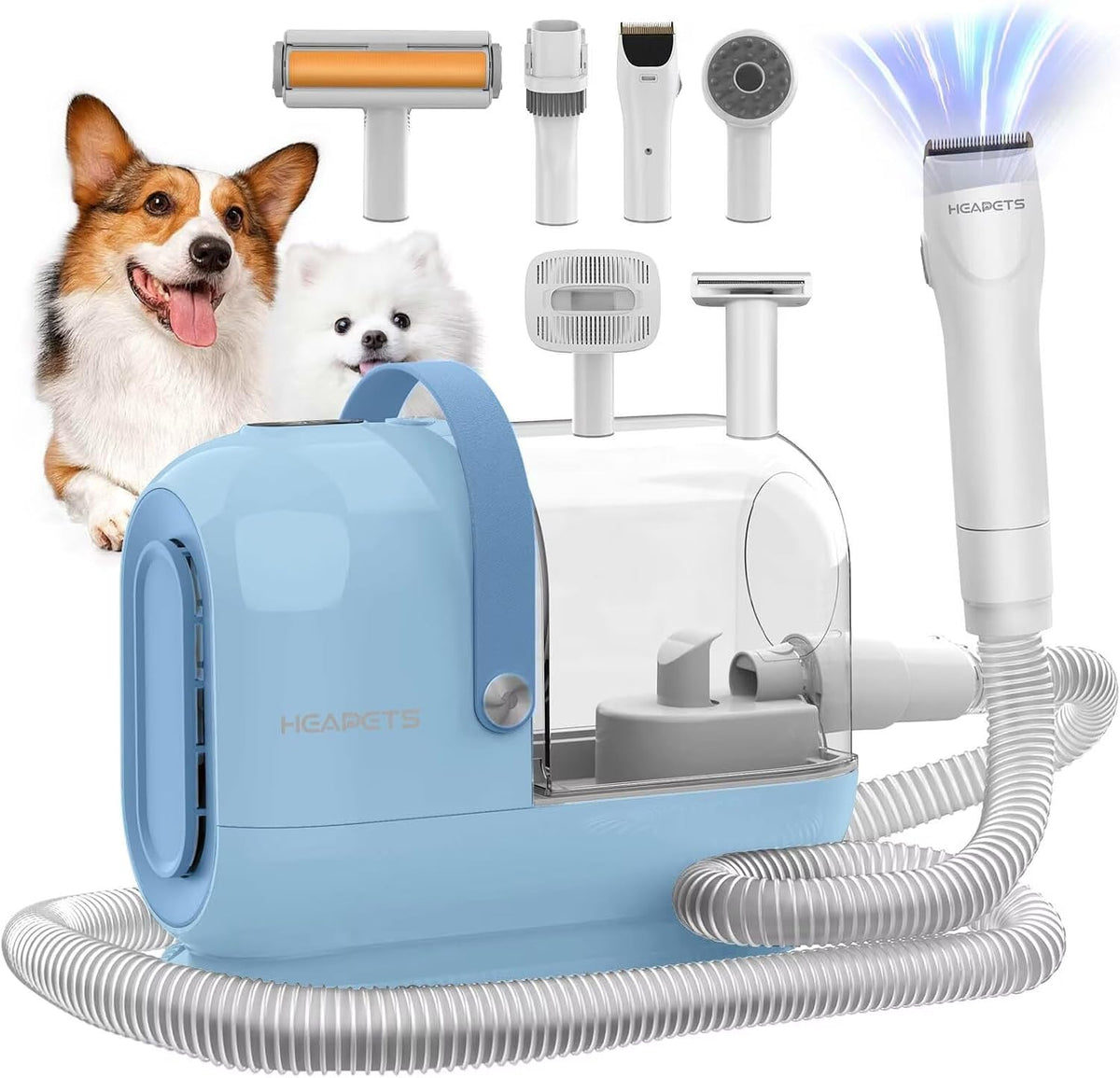 HEAPETS Dog Grooming Vacuum Kit - 3L Vacuum with 7 Tools, Low Noise Electric Clipper and Brush for Pet Shedding at Home, White - Image 11