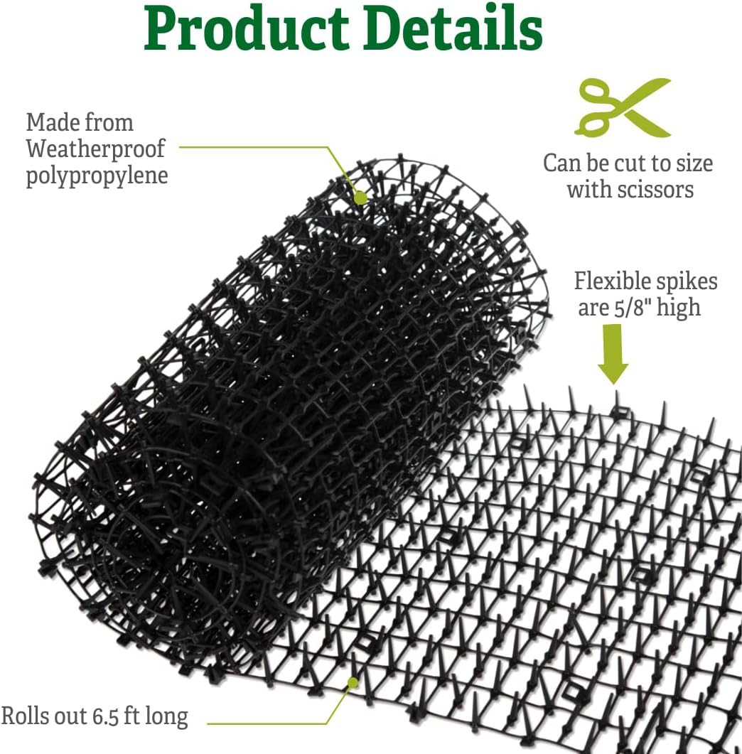 Outdoor garden bed protected with a cut-to-size scat mat