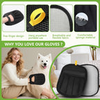 Five finger electrostatic pet hair cleaning glove removing cat hair from sofa cushion
