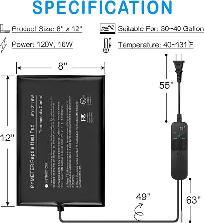 Close up of digital PID thermostat display for reptile heat mat