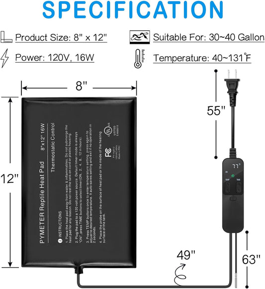 Close up of digital PID thermostat display for reptile heat mat