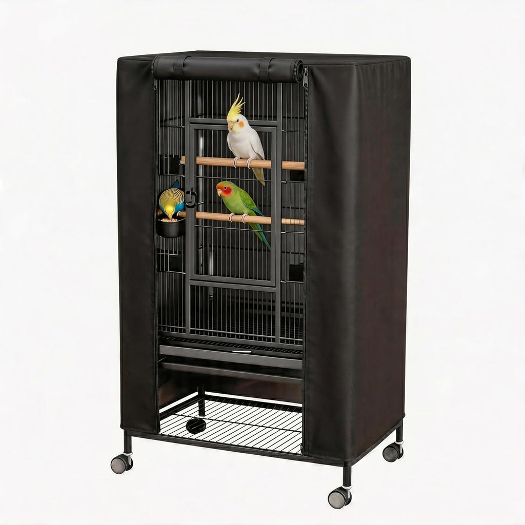 Hoartsardeo universal bird cage cover front view showing zipper panel