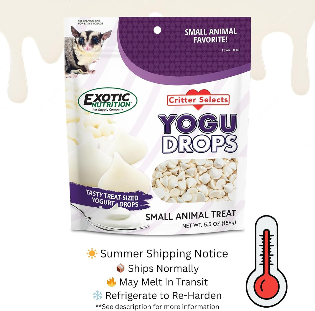 Exotic Nutrition Yogu Drops label detail showing product size