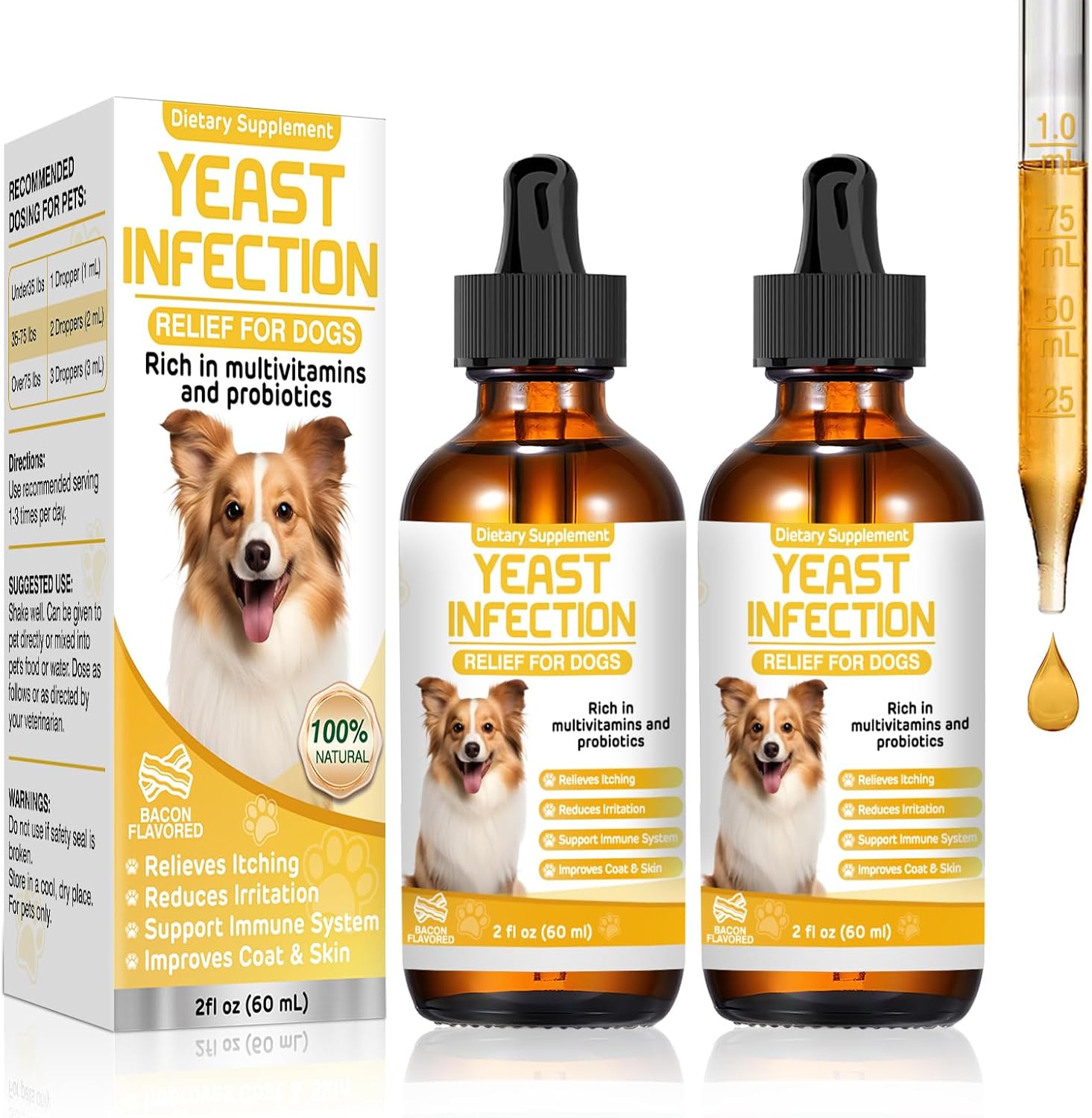 ZZTRMY Yeast Infection Treatment for Dogs front view bottle with dropper