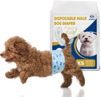 Flying Paws Disposable Male Dog Diapers front view package showcasing the 26 count extra small wraps.