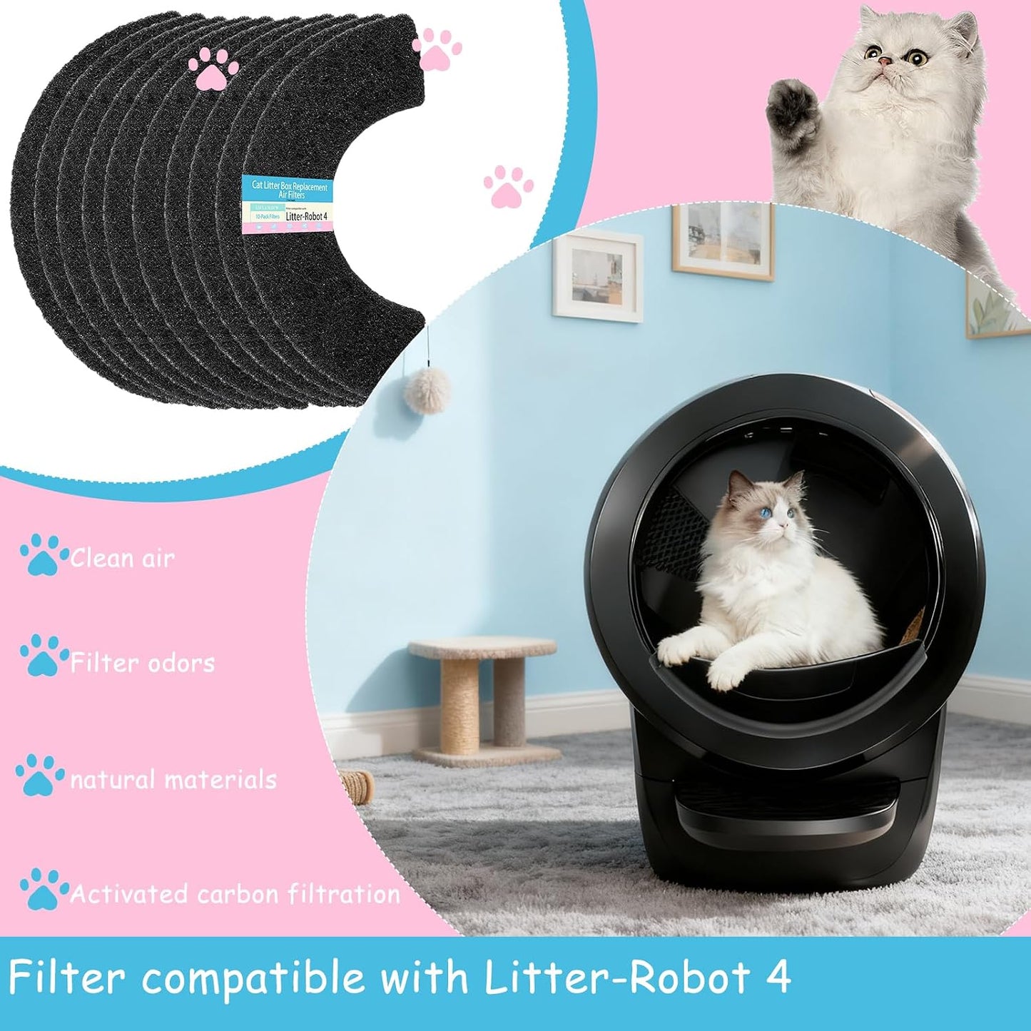 Losuin replacement carbon filter pack for cat litter box
