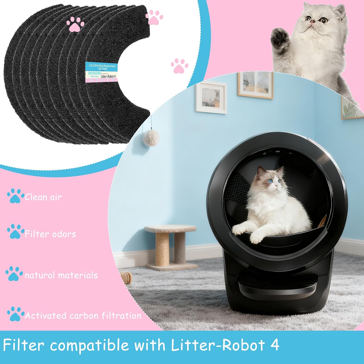 Losuin replacement carbon filter pack for cat litter box