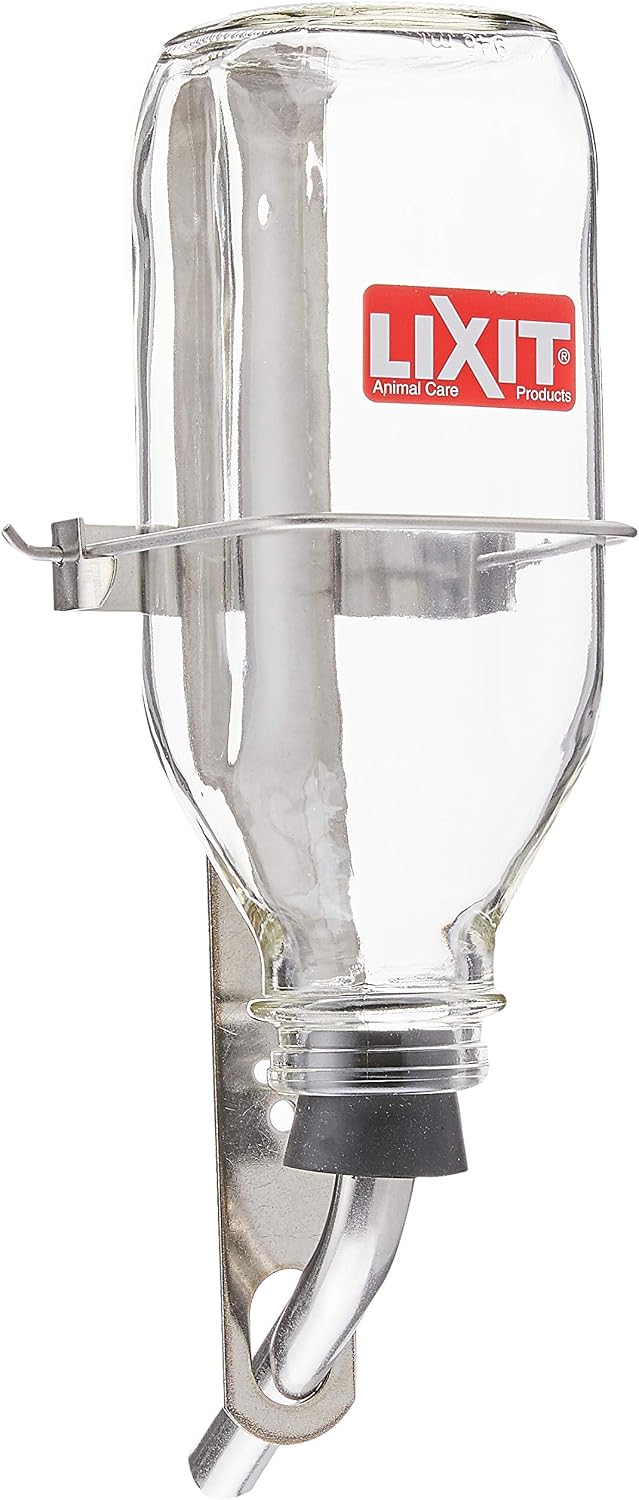 Lixit Pet Glass Water Bottle large stainless steel drinking tube nozzle
