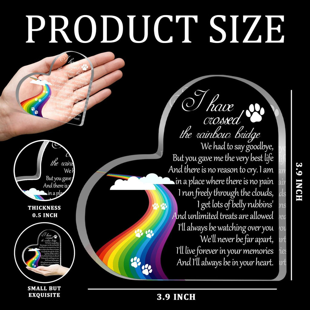 Rainbow Bridge pet sympathy gift standing on a desk