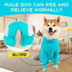Parderry canine recovery garment highlighting the secure zipper closure design