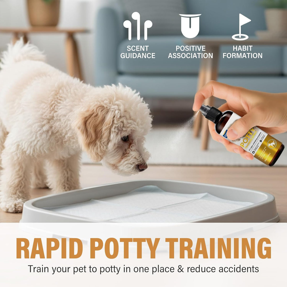Natural dog attractant spray liquid showing premium packaging design for Indian pet care