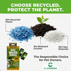 Recycled cardboard core and packaging details of sustainable pet care supplies.