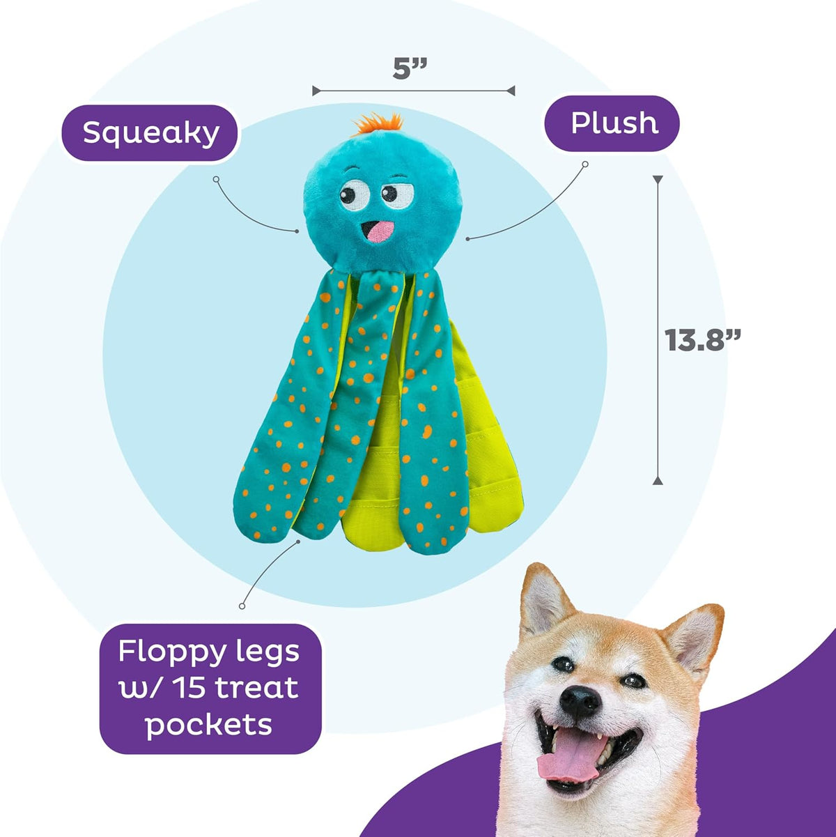 Dog interacting with Outward Hound Silly Legz puzzle toy