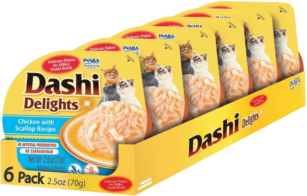 INABA Dashi Delights for Cats, Shredded Tuna Side Dish with Bonito Flake Broth, Cat Food Complement with Taurine & Green Tea Extract, 2.5 Ounce Cup, 6 Cups Total, Tuna with Bonito Flakes Recipe - Image 10