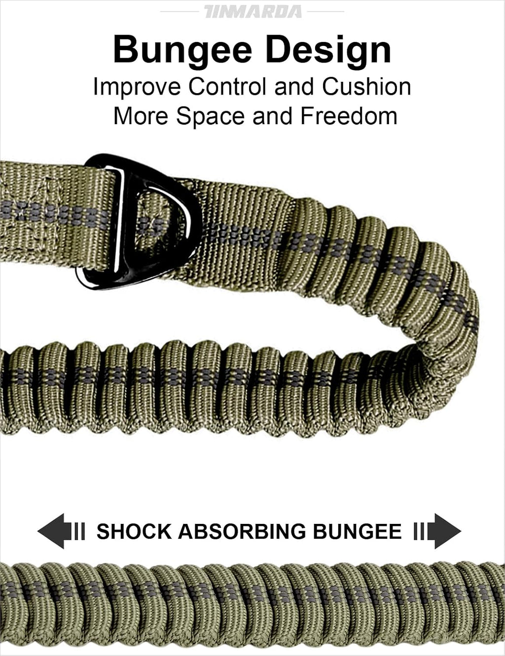 Tinmarda shock absorbing bungee leash expanding from four to six feet