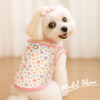 Pink and blue floral dog shirts with ruffled sleeves