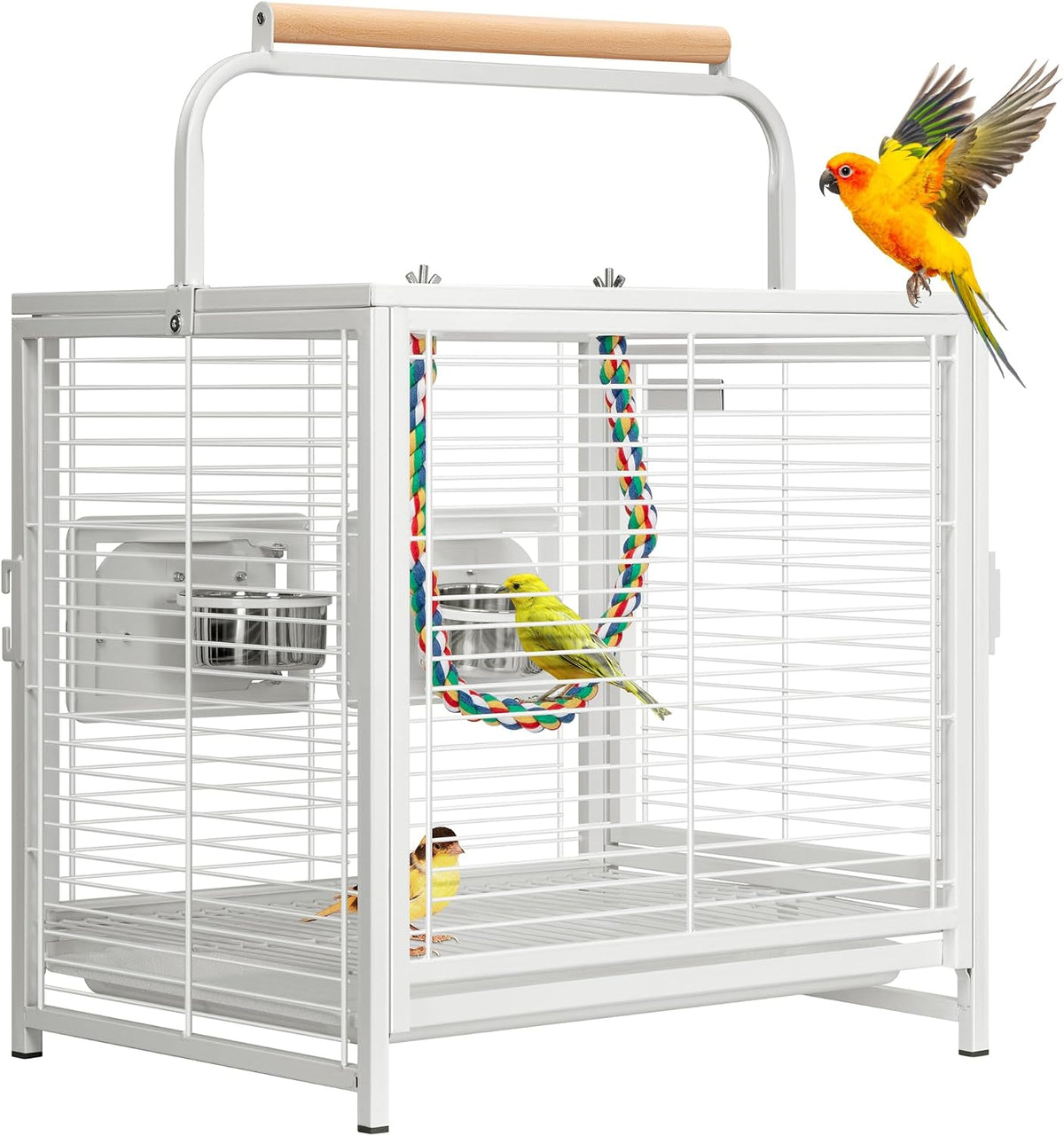 VIVOHOME 19 Inch Wrought Iron Travel Bird Cage for Cockatiel Parakeets - Image 8