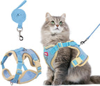 Lightweight air mesh pet walking vest in blue color for small cats