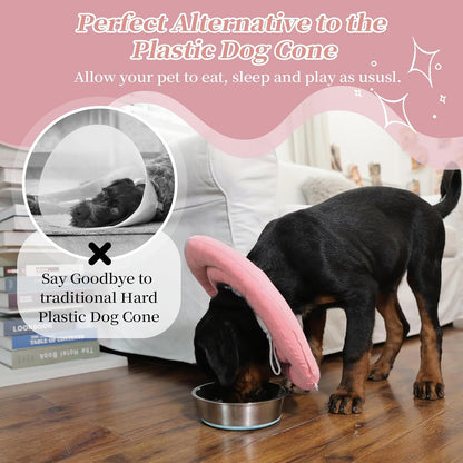 IDOMIK pet neck donut cone anti licking pink color close up