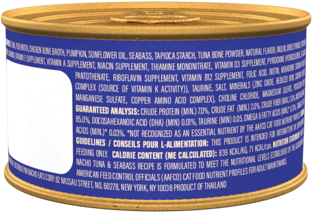 Made by Nacho premium grain free wet cat food pack of twelve display.