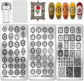 PH PandaHall vintage flower frame nail stamp plate kit front view showcasing three stainless steel templates