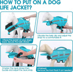 Dog Life Jacket Dog Life Vest for Swimming Boating with Detachable Front Chin Float High Buoyancy Pool Lifesaver Adjustable Reflective Ripstop Pet Preserver with Rescue Handle(Turquoise, 2XL) - Image 9