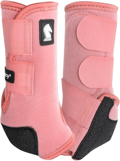 Underneath view of the flexible elastic reinforcement structure on premium equine splint boots.