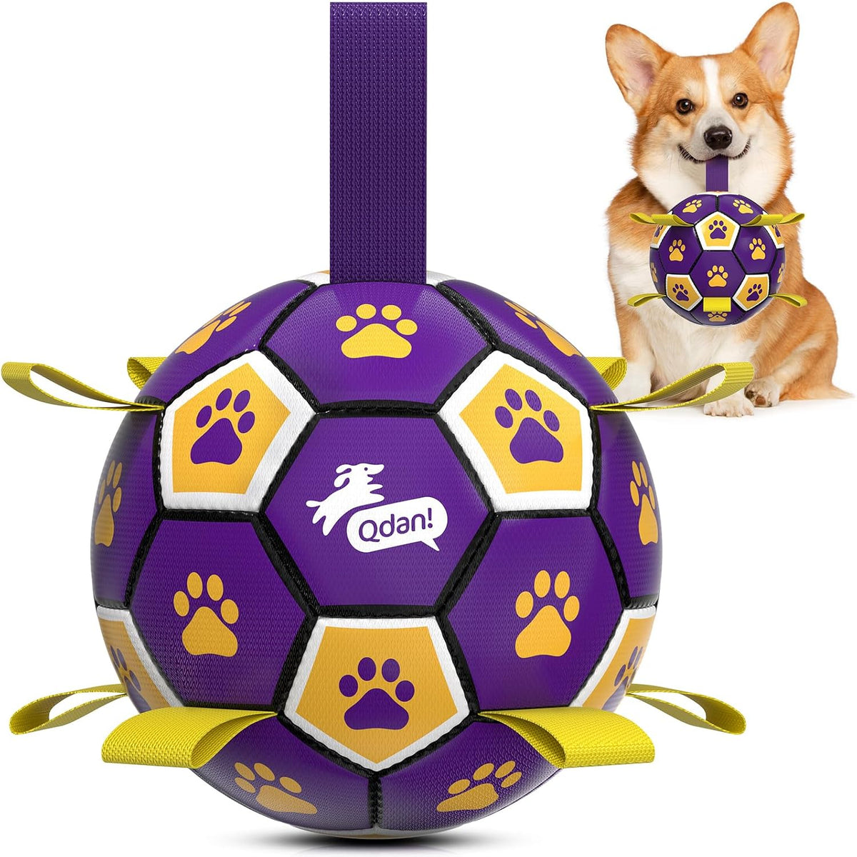 QDAN Dog Toys Dog Balls, World Cup Dog Soccer Ball with Straps, Dog Birthday, Herding Ball, Durable Balls for Small Medium Pet, Puppy Outdoor Toy (6 Inch) - Image 13