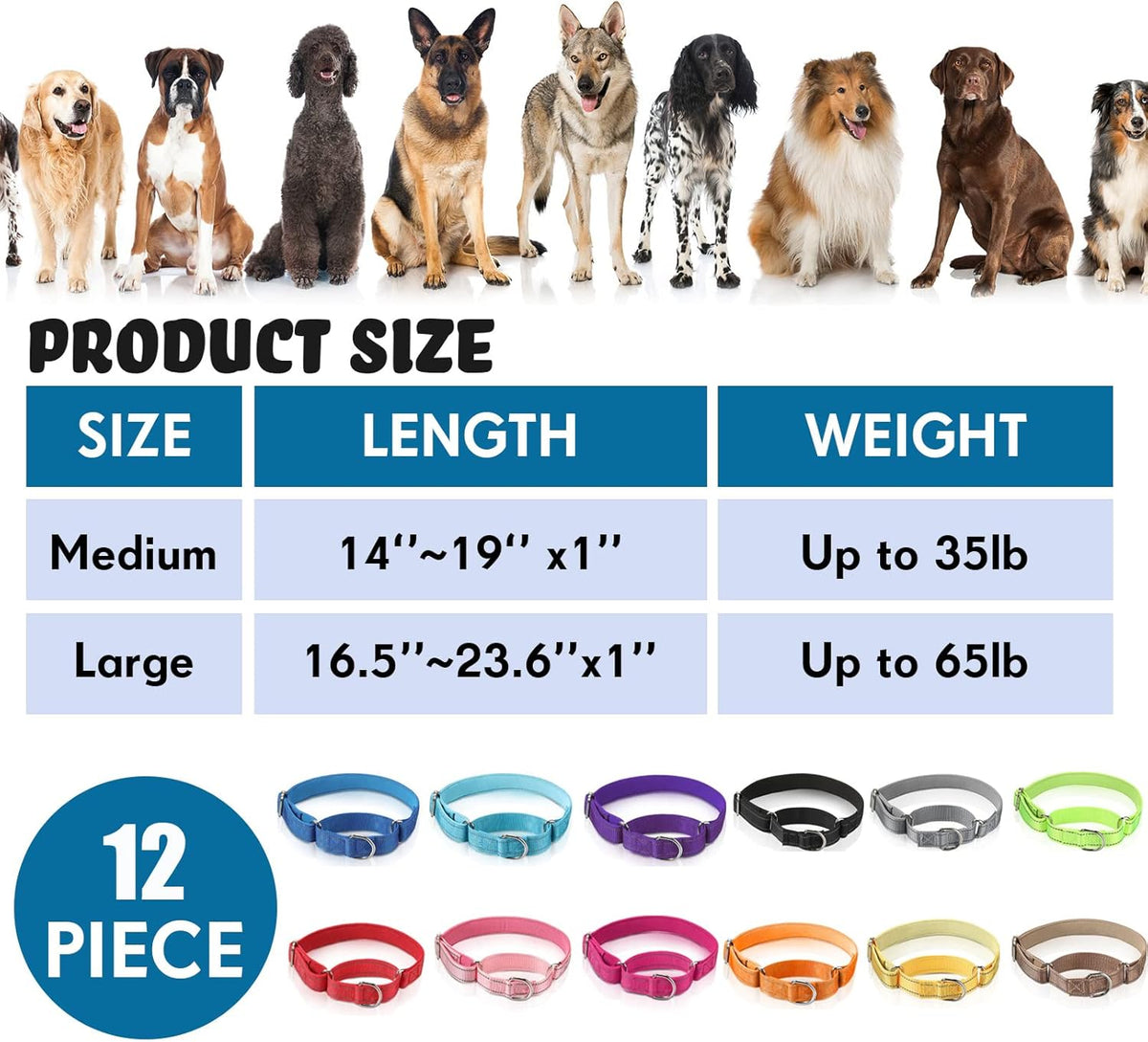 Adjustable anti-slip pet collar for medium dogs with high-visibility stitching
