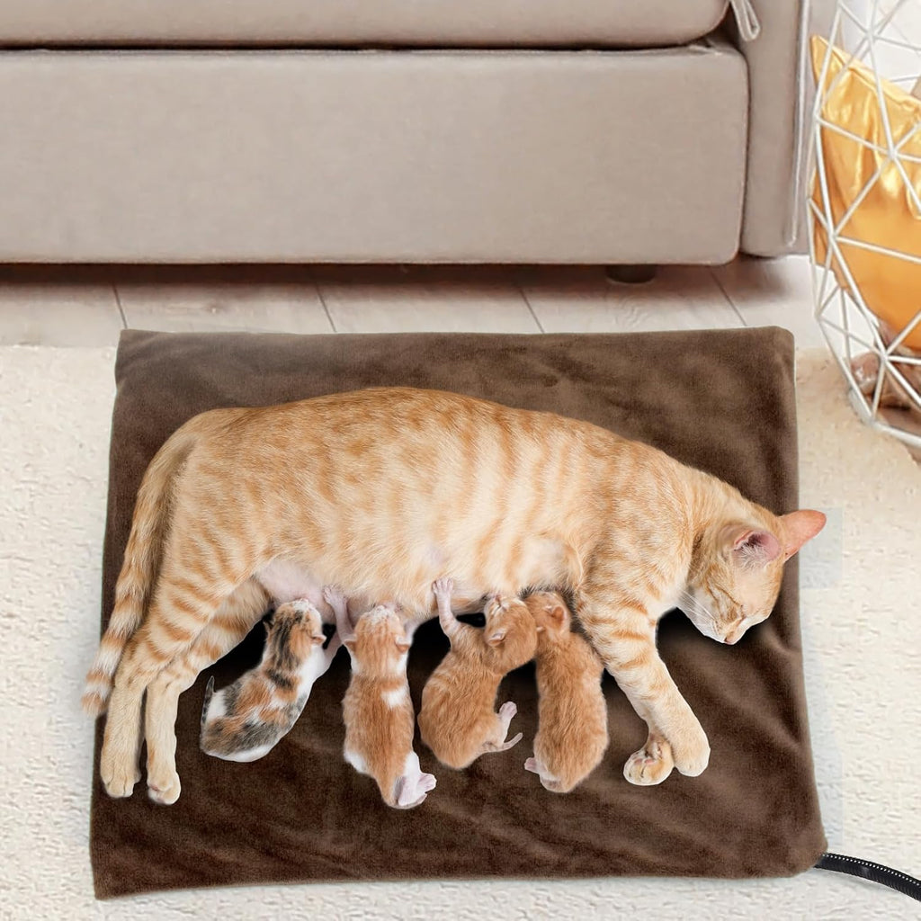 Namotek brown rectangular heated pet mat showing three layer protection