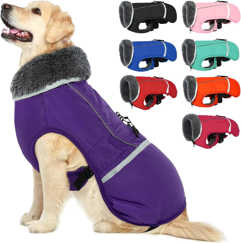 QBLEEV Warm Reflective Dog Jacket, Waterproof Winter Coat With Turtleneck, Thick Fleece Snowsuit for Cold Weather, Christmas Vest Pet Apparel for Small Medium Large Dogs L - Image 15