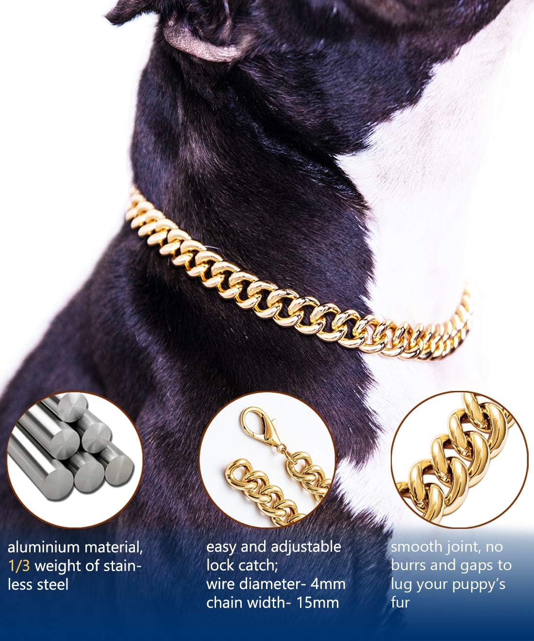 USA imported PP COLOR pet gold necklace luxury dog jewelry