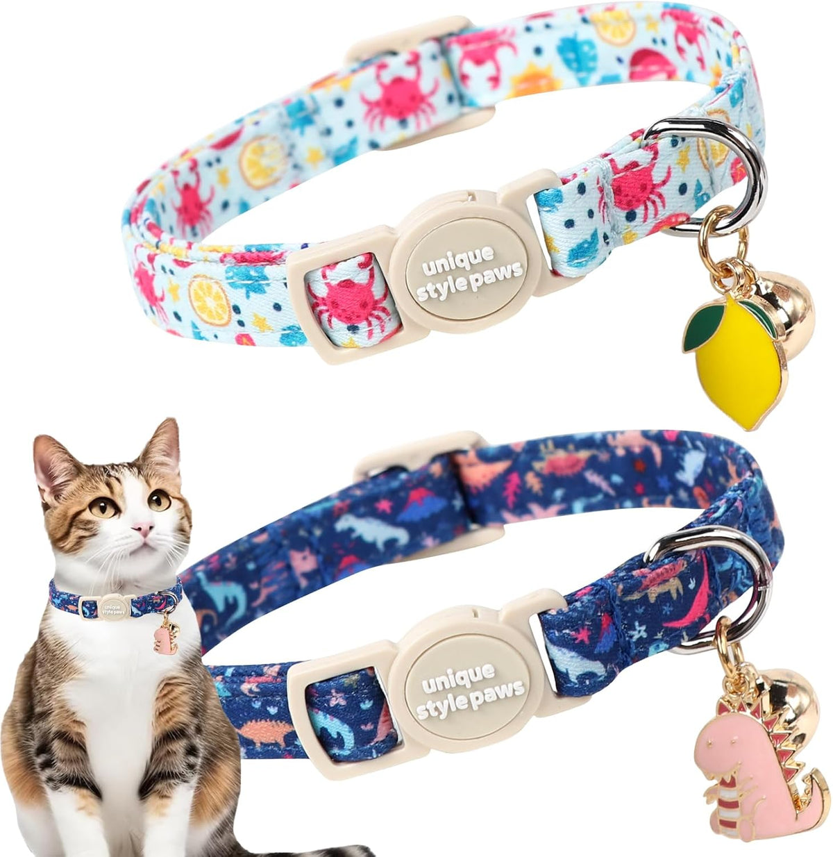 Unique style paws 2 Pack Valentine Kitten Collar Breakaway with Bell&Pendant, Adjustable Safety Colorful Love Heart Pink Bow Cat Cotton Collar for Girl Boy Cat and Small Pet - Image 14