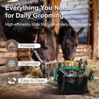 Swess professional horse grooming supplies neatly packed inside the portable storage bag.