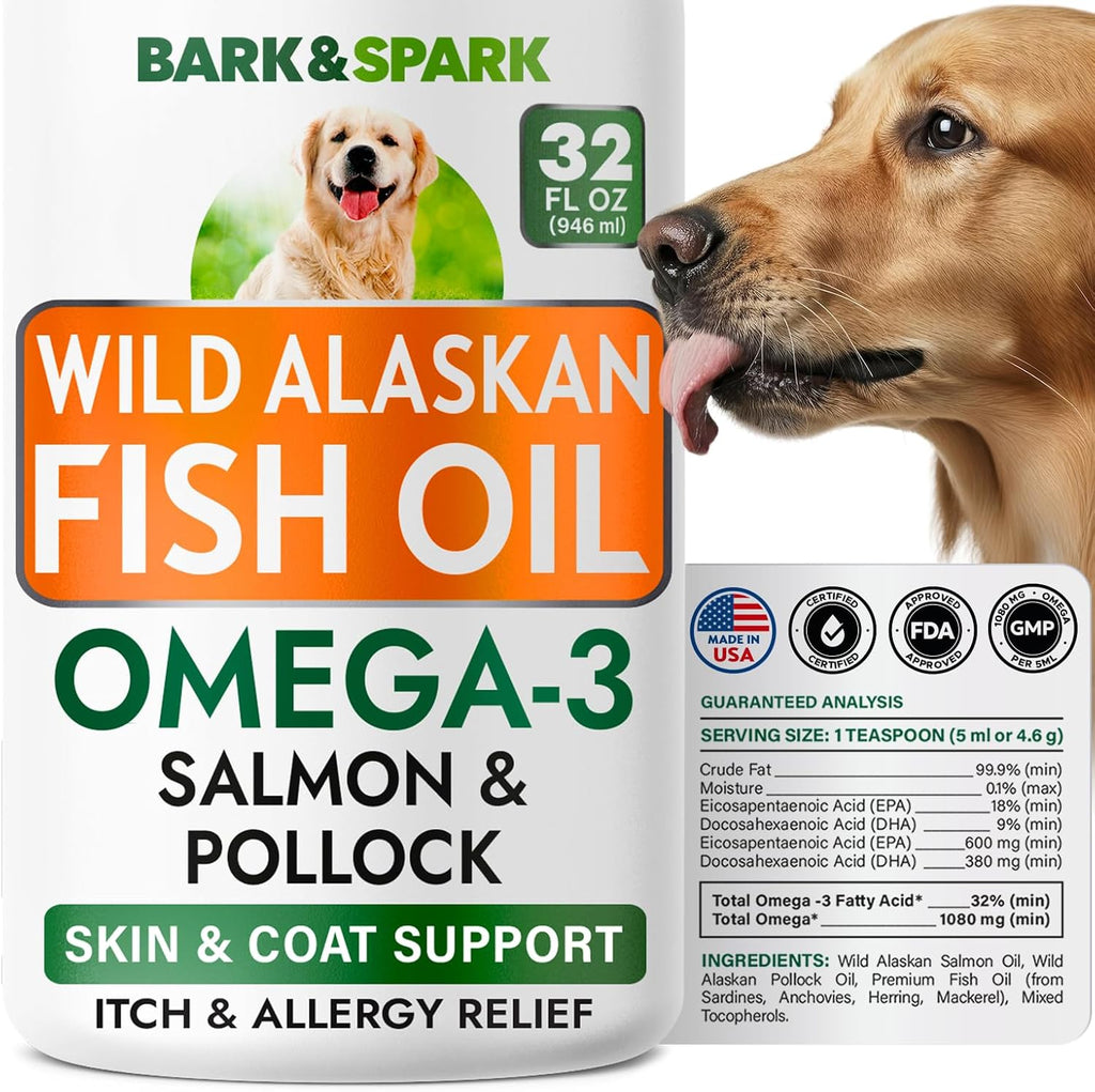 BARK&SPARK Omega 3 Fish Oil for Dogs - w/Wild Alaskan Salmon Oil for Dogs, Fish Oil Liquid Supplement for Pets, EPA+DHA Fatty Acids, Skin&Coat Support - Itch&Allergy Relief, Joint, Immune&Heart Health - Image 13