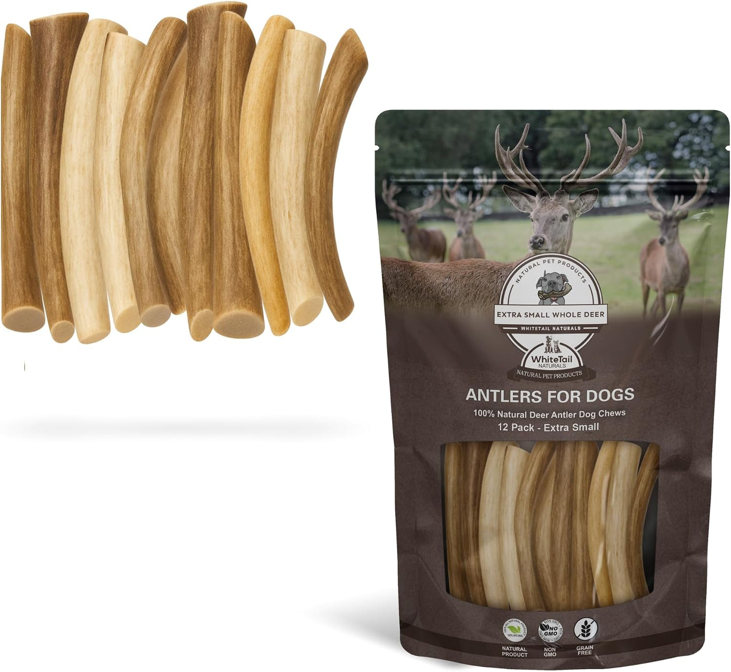 Whitetail Naturals Deer Antler Dog Chews (3 Pack Medium) - Wild Sourced, Naturally Shed Whole Antlers for Dogs - Long Lasting Dog Bones for Power Chewers - Image 9