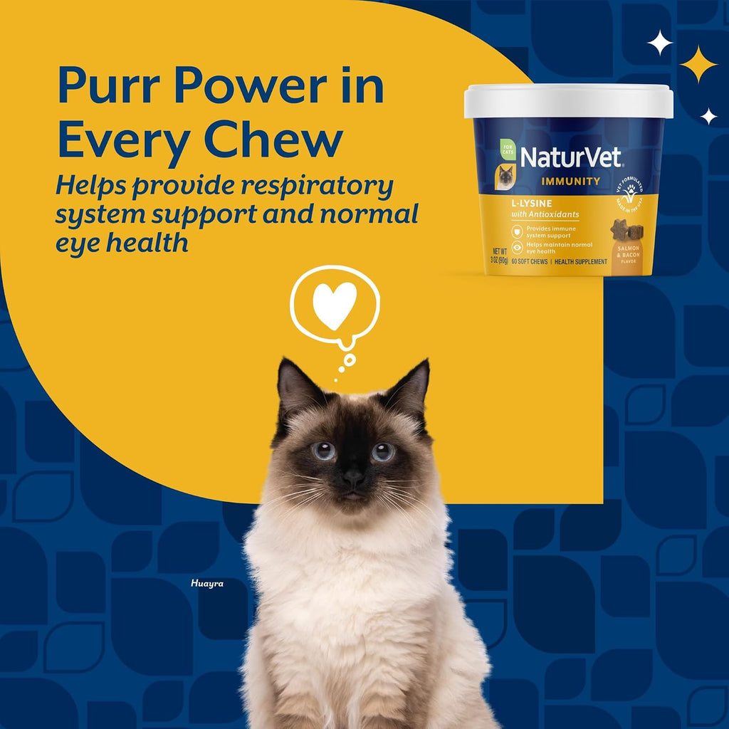 NaturVet L-Lysine Immune Support Plus Antioxidants Cat Supplement - Helps Support Eye Health, Immune System for Cats - Includes Amino Acids - 60 Ct. Soft Chews, 30-Day Supply - Image 3