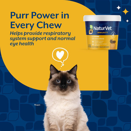 NaturVet L-Lysine Immune Support Plus Antioxidants Cat Supplement - Helps Support Eye Health, Immune System for Cats - Includes Amino Acids - 60 Ct. Soft Chews, 30-Day Supply - Image 3