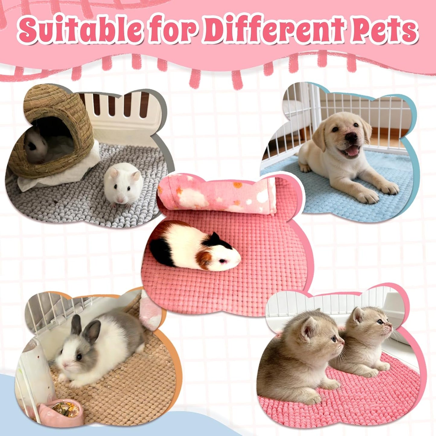 Non-slip backing detail on washable small animal cage mat