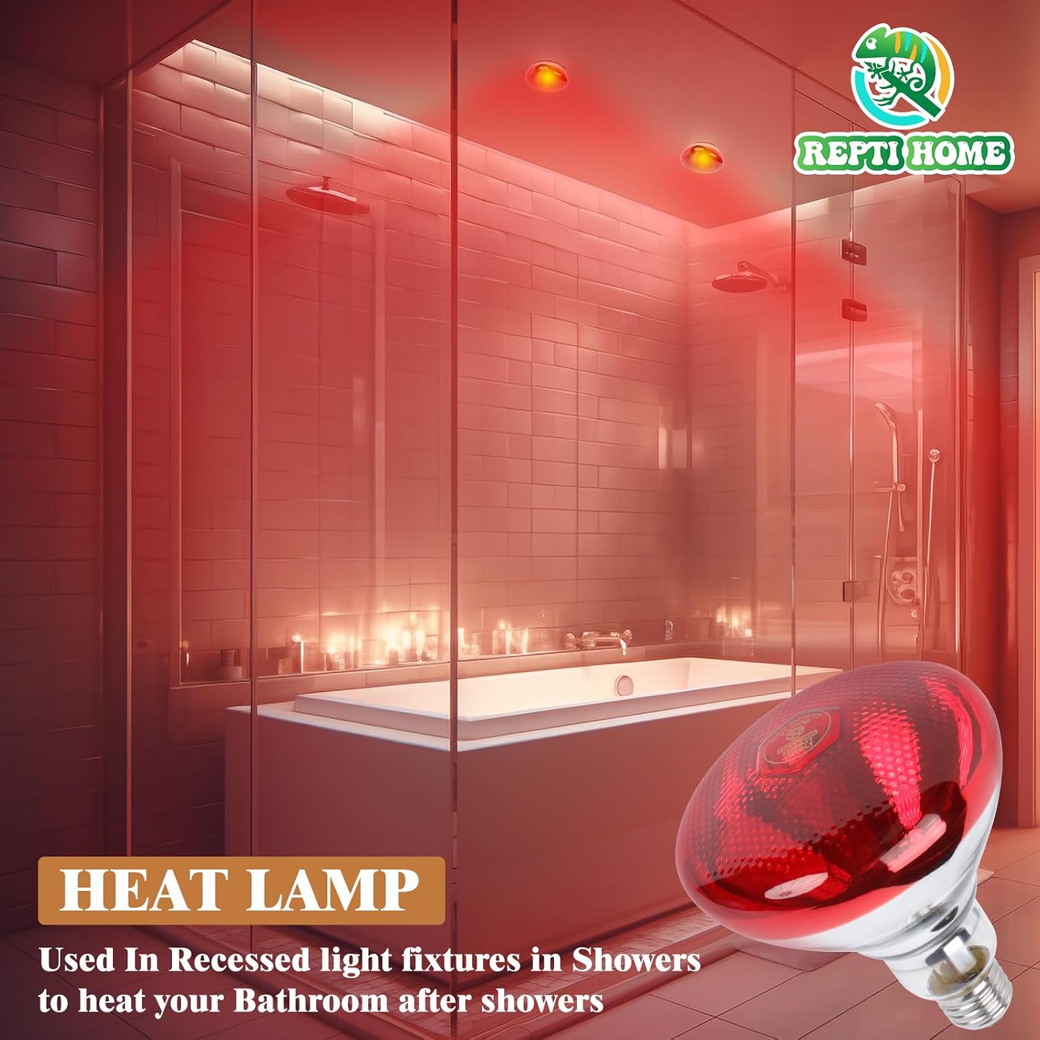 Durable splash proof red glass heating bulb for puppies and small livestock.