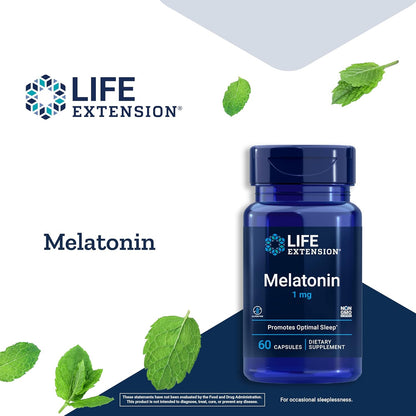 Life Extension Melatonin 1 mg - For Restful Night, Hormone Balance, and Immune Health - Immediate Release - Gluten-Free, Non-GMO - 60 Capsules - Image 4