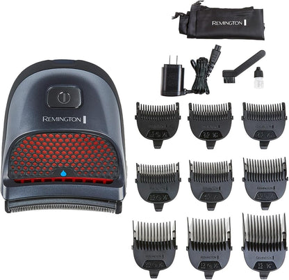 Remington Shortcut Pro Self Haircut Trimmer Kit front view showing the ergonomic palm grip design.