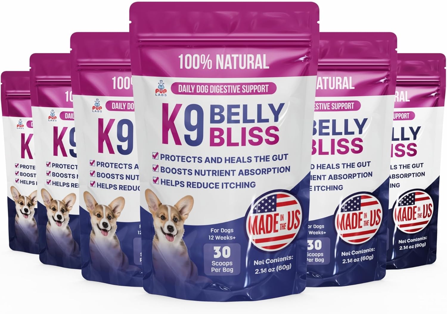 Pup Labs K9 Belly Bliss, All-Natural Gut Health for Dogs, Vet Approved Prebiotic for Dogs for Daily Digestive Support and Dog Constipation Relief, Easy to Use Topper for Dry and Wet Food, 30 Scoops. - Image 10