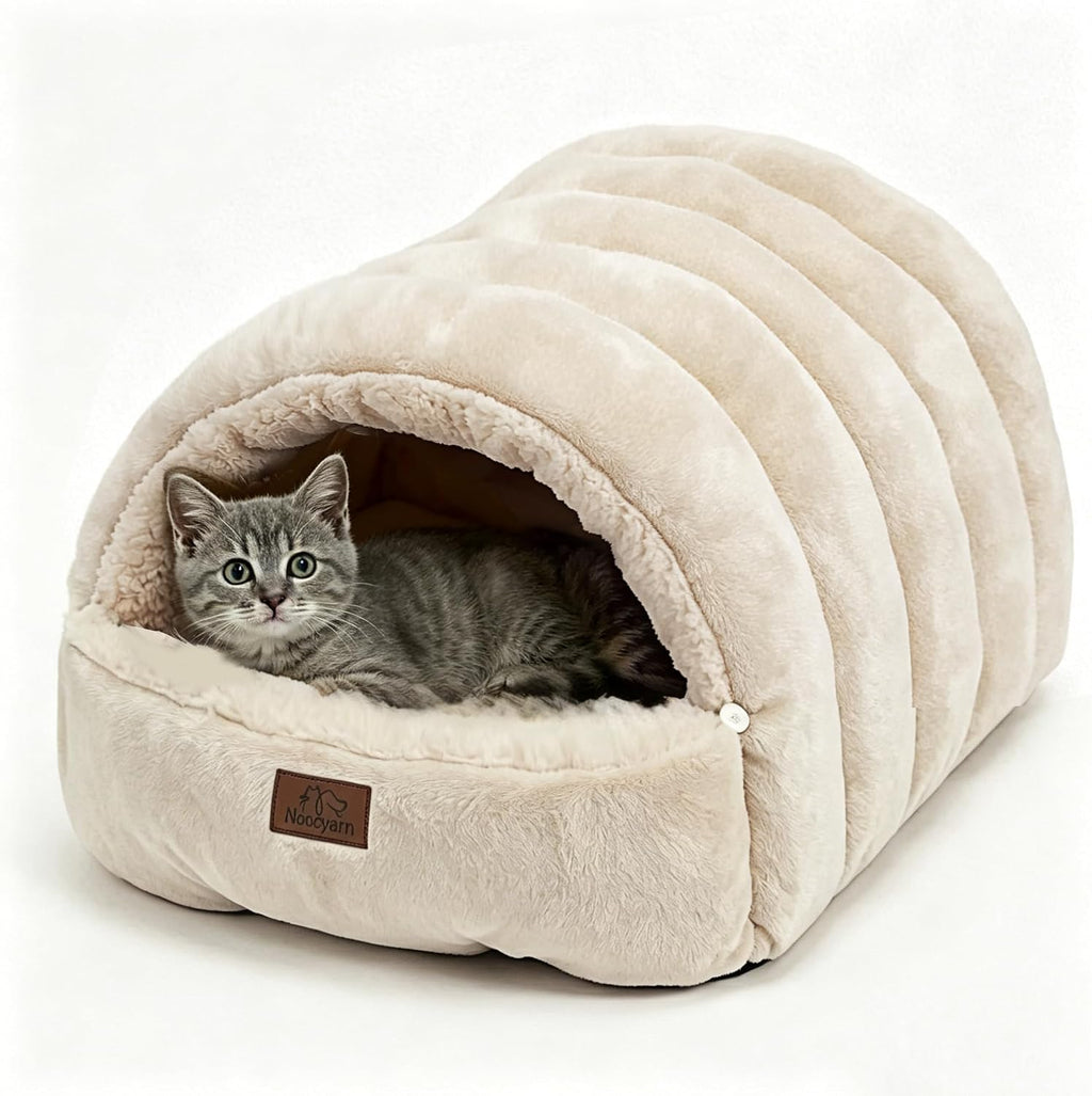 Covered Cat Bed Cave for Indoor Cats, 2-in-1 Enclosed Pet Bed for Small Dogs and Kittens with Zippered Washable Cat Mats, Cat House Bed, Grey - Image 15