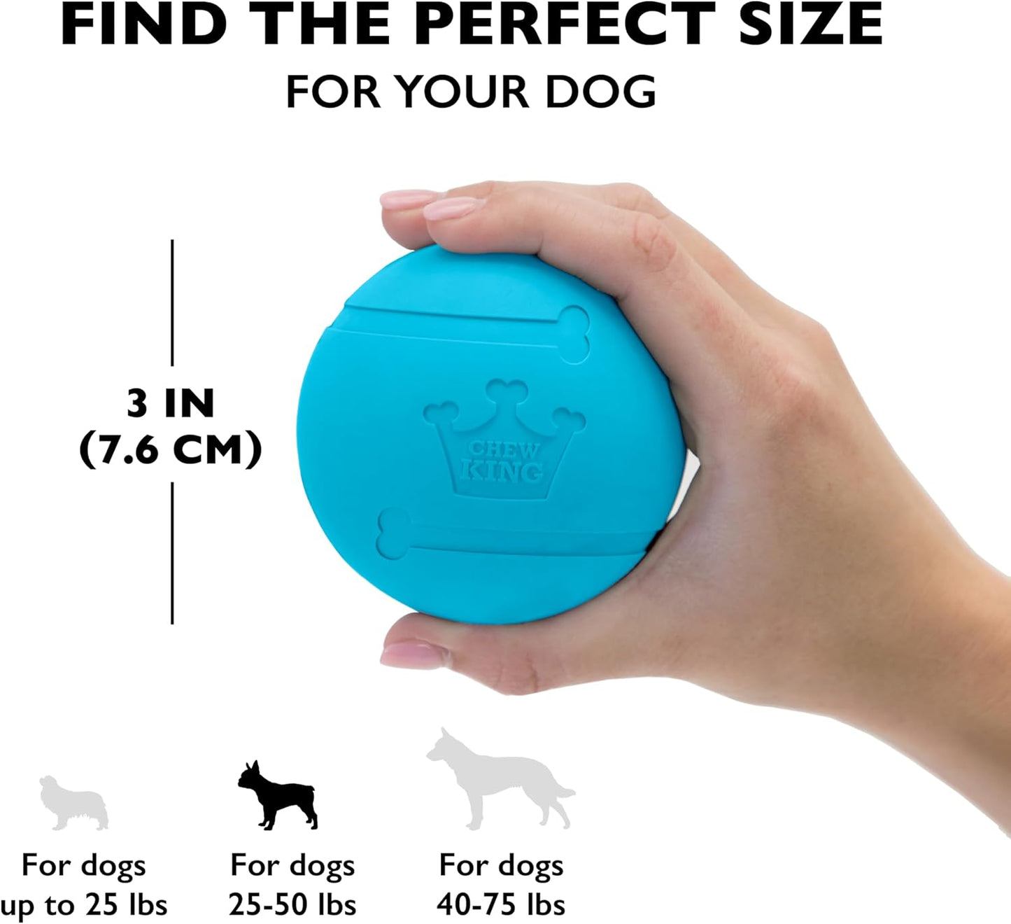 Side view of Chew King natural rubber ball showing air vent